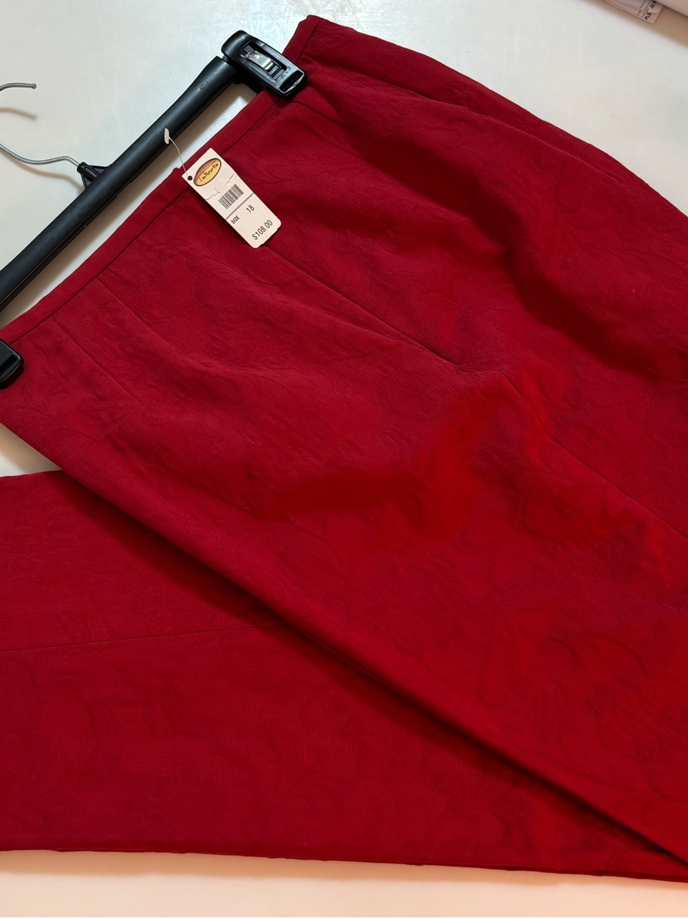 NEW Talbots Brick Red Pants with rich textured jacquard pattern